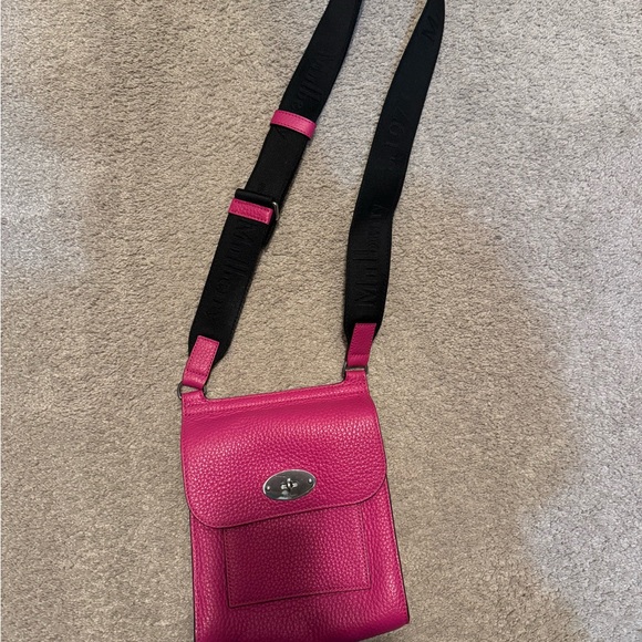 Mulberry Pink Crossbody Bag with Black Strap - Picture 1 of 8